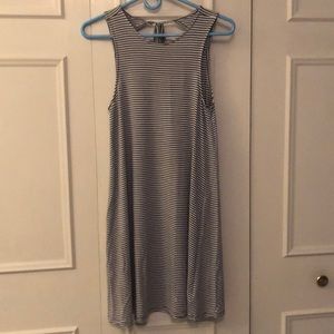 Blue and white striped t-shirt dress